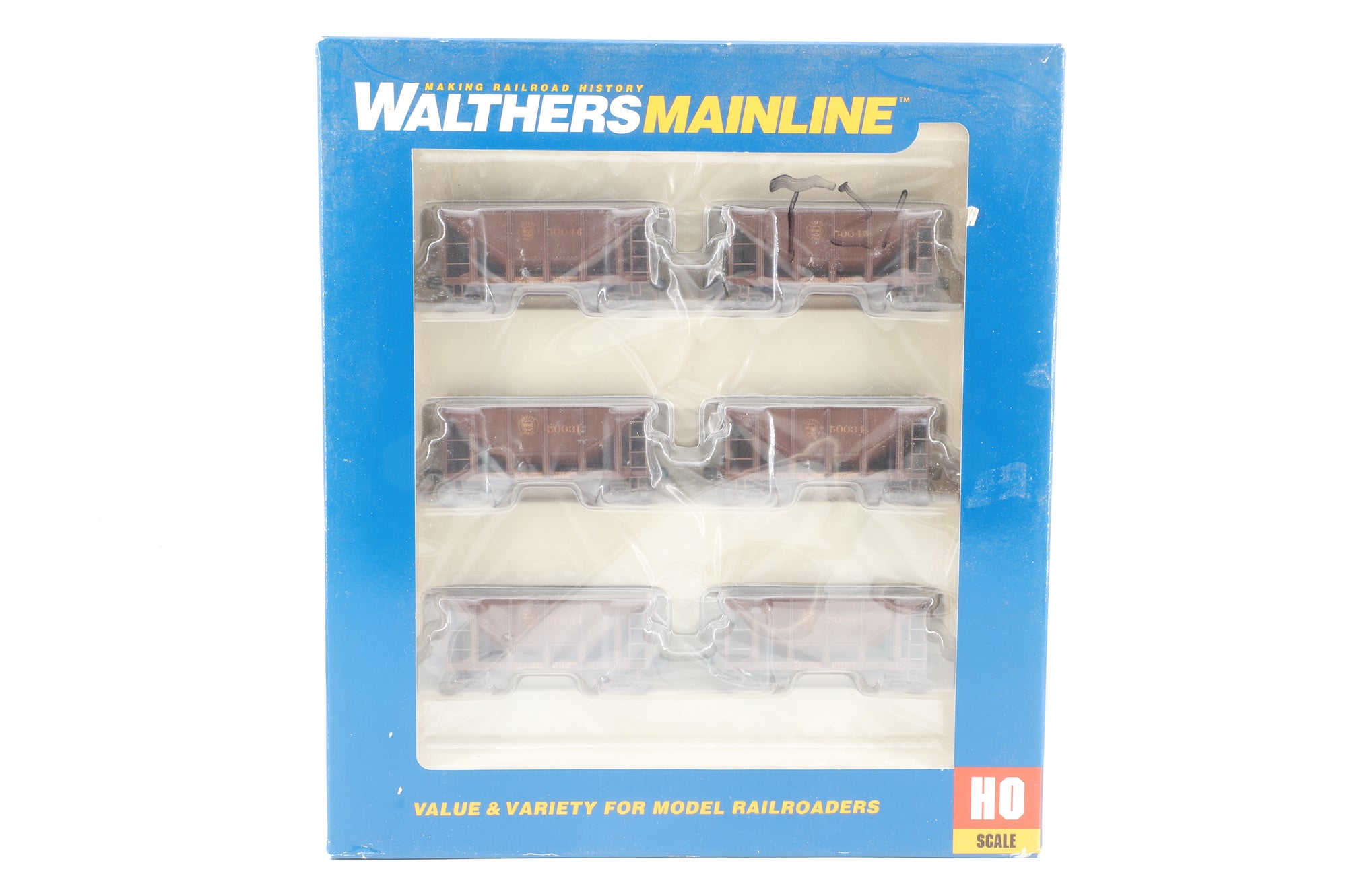 Walthers HO 910-58107 6-Pack of 24' Michigan Ore Cars in DMIR Brown - Pro-Customised/Weathered