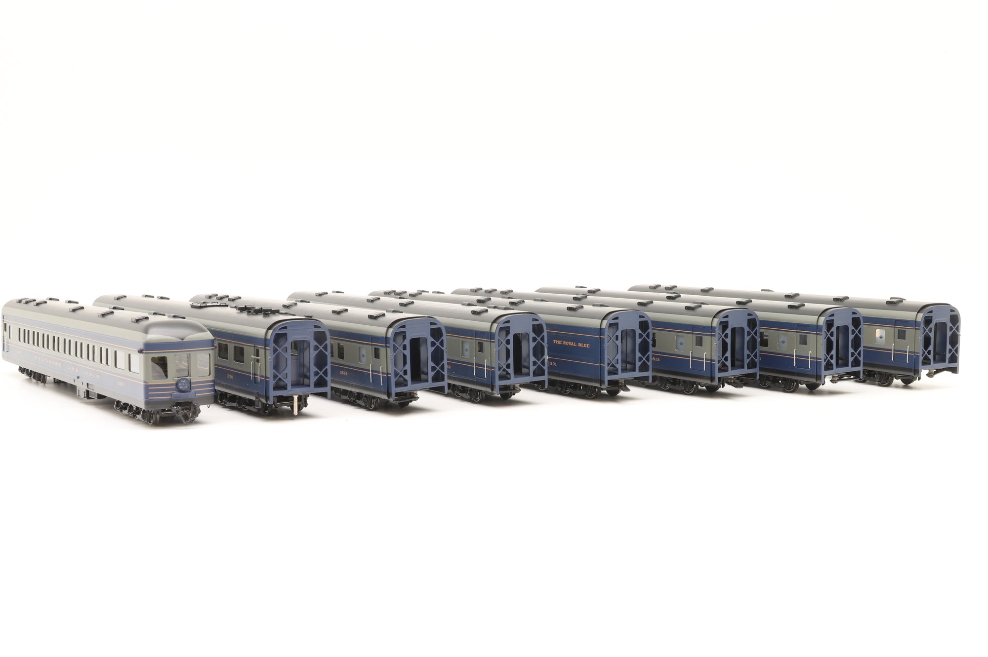 MTS Imports HO Brass Baltimore & Ohio Passenger Car Set 'The Royal Blue' Factory Painted