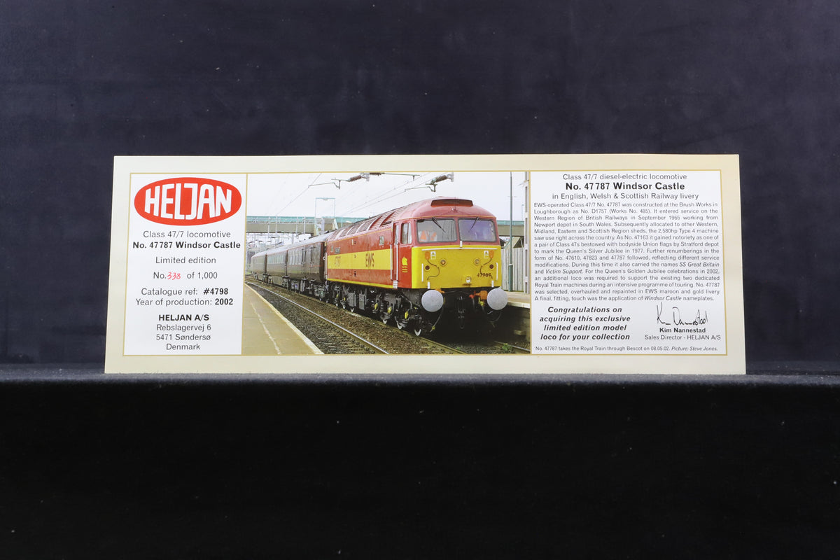 Heljan OO 4698 Class 47/7 &#39;47787&#39; &#39;Windsor Castle&#39; EWS Livery, Ltd Ed 332/1000