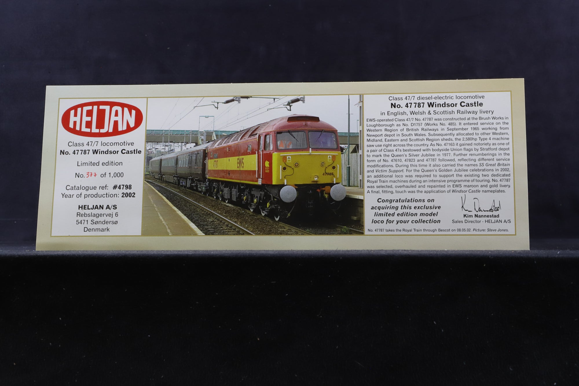 Heljan OO 4698 Class 47 47787 'Windsor Castle' in EWS Red and Yellow - Limited Edition No. 377/1,000