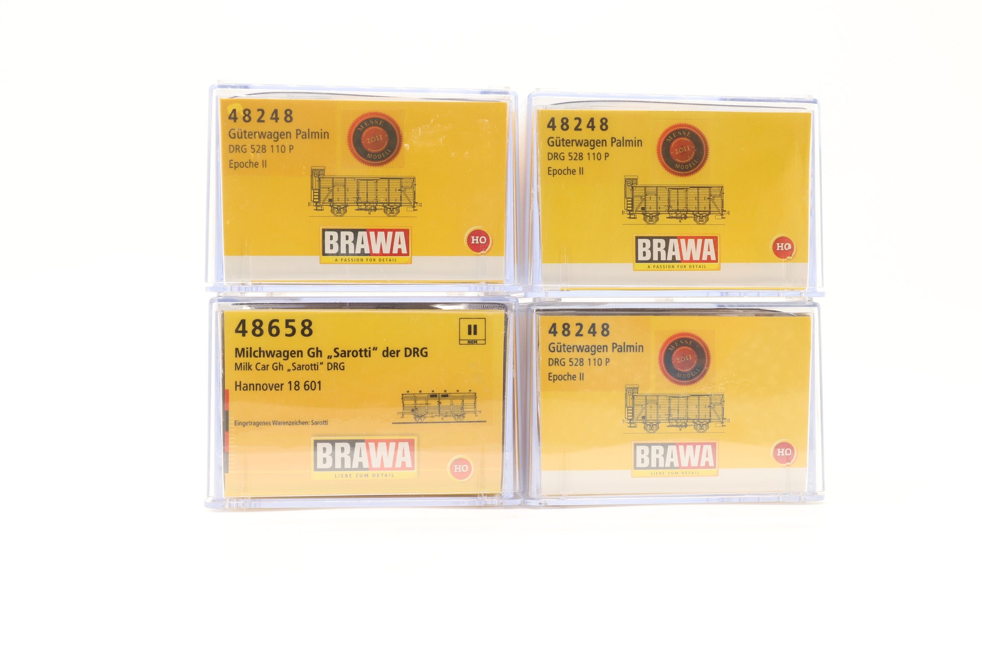 Brawa HO Rake Of 4 DRG Box Vans Inc. 48248 x 3 & 48658
