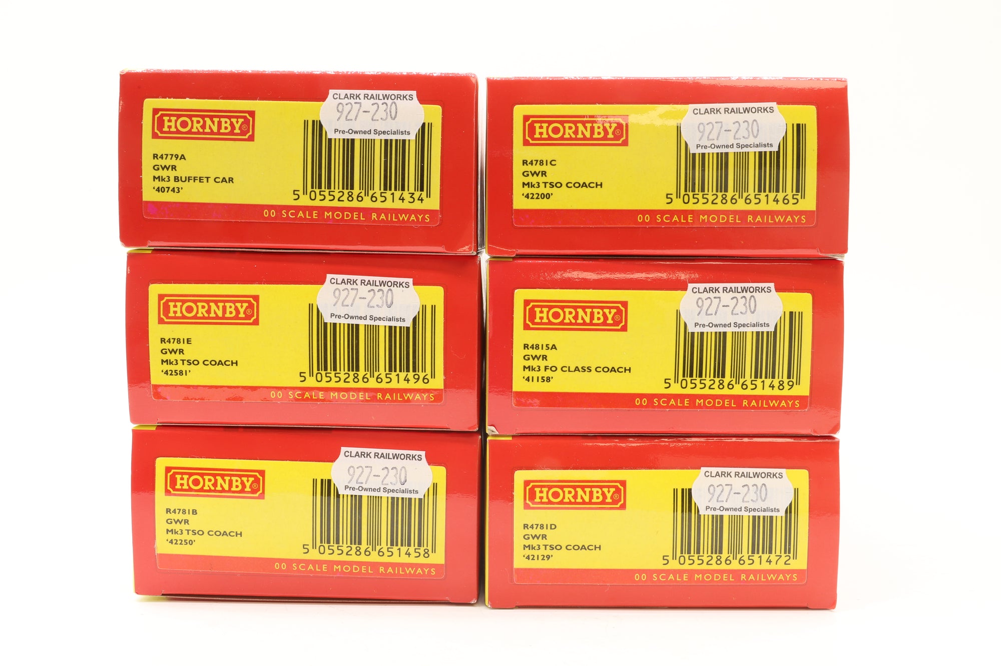 Hornby OO Rake Of 6 Mk3 Coaches GWR Inc. R4781C, R4815A, R4781D, R4779A, R4781E & R4781B