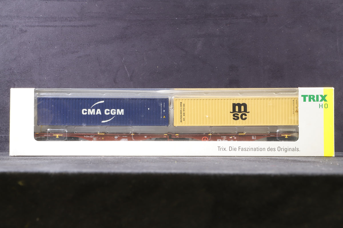 Trix HO 24800(1) Pack Of 2 Flat Wagons &amp;  Containers