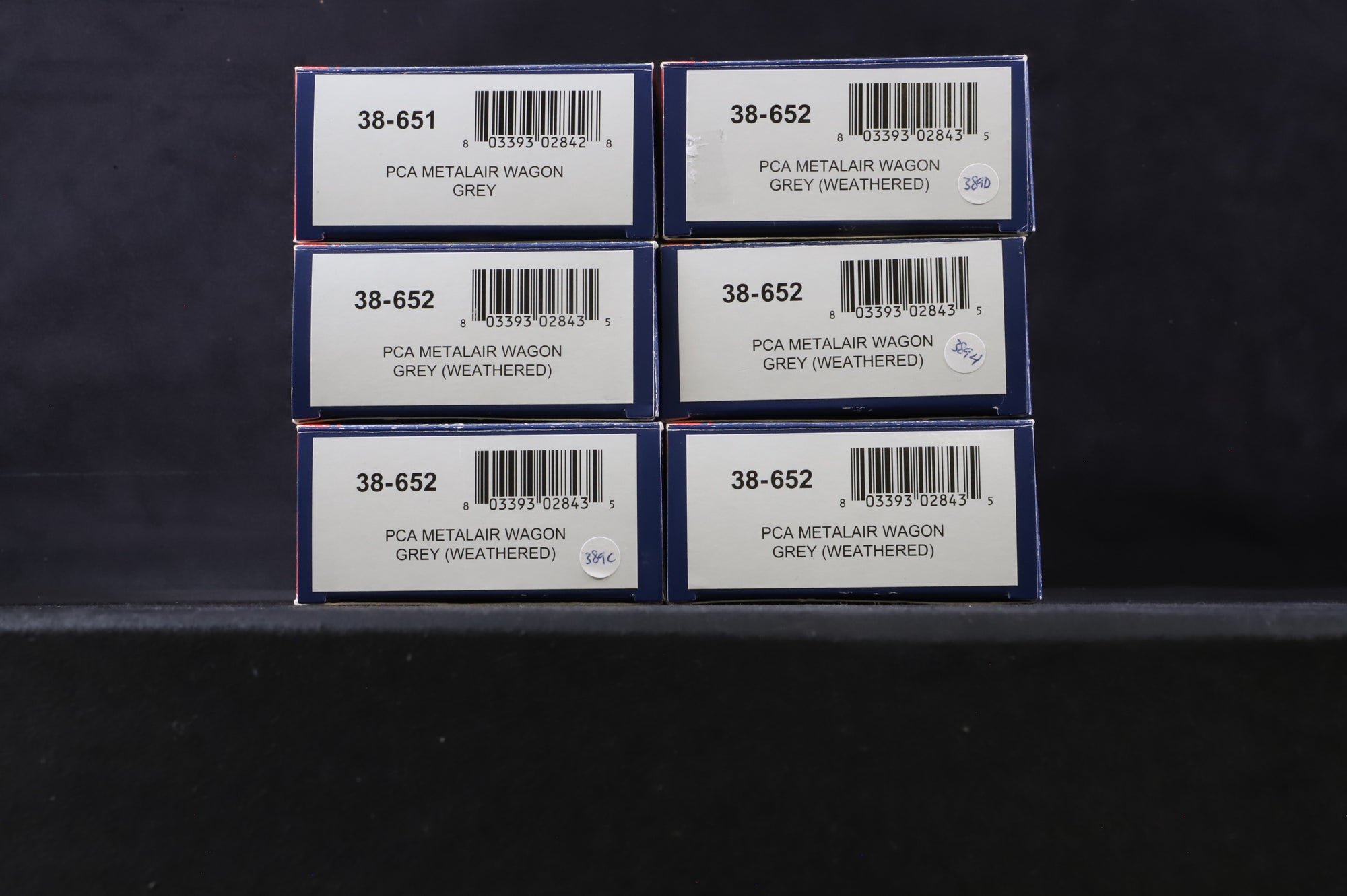 Bachmann OO Rake of 6 PCA Metalair Grey Wagons, Weathered, 38-652x5 & 651