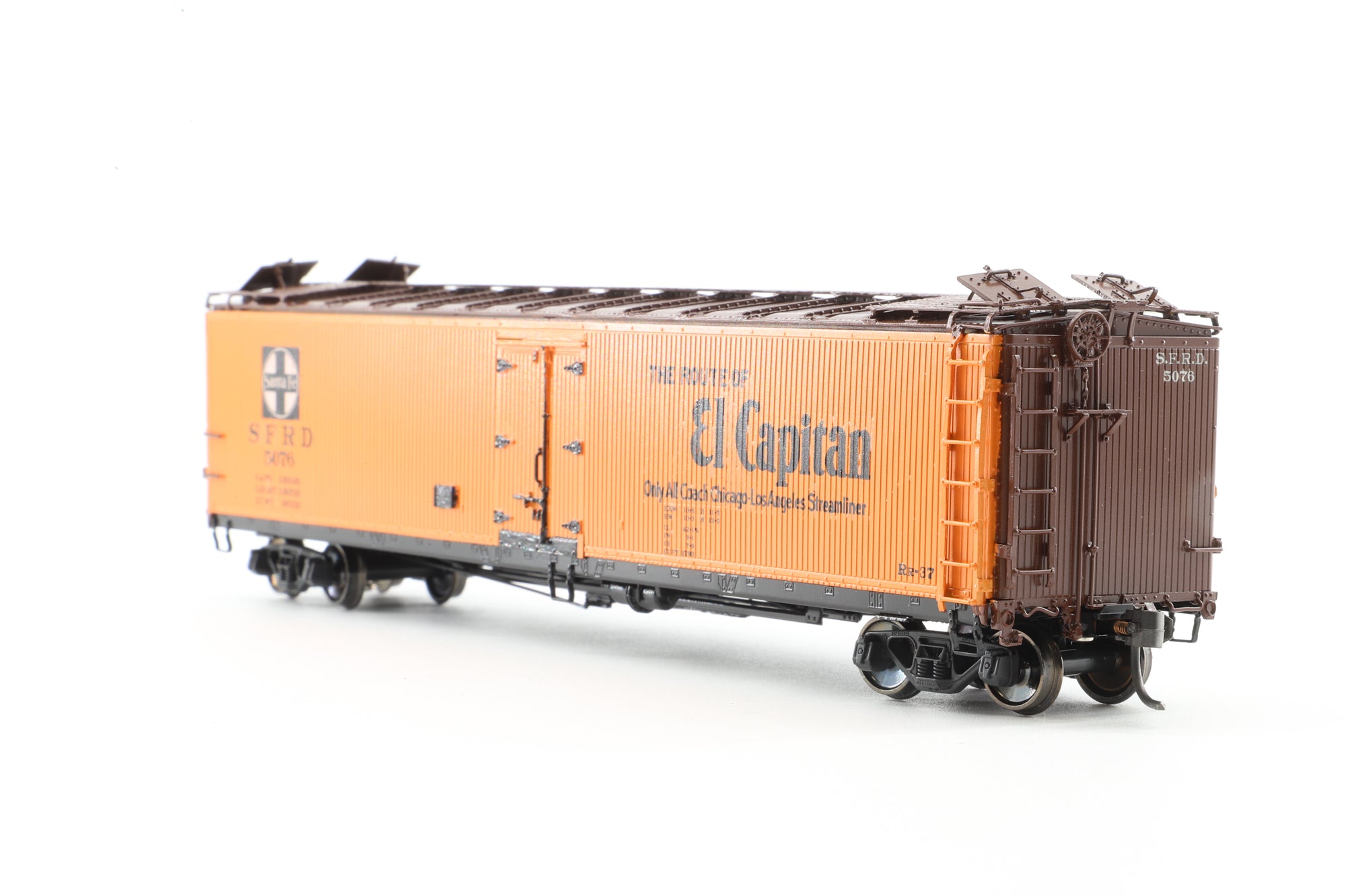 Overland Models HO Brass 3284 SFRD 50' Ice Bunker Refrigerator Car No.5076