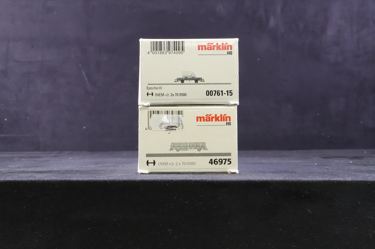 Marklin HO Rake Of 2 DB Wagon &amp; Loads Inc, 00761-15 &amp; 46975