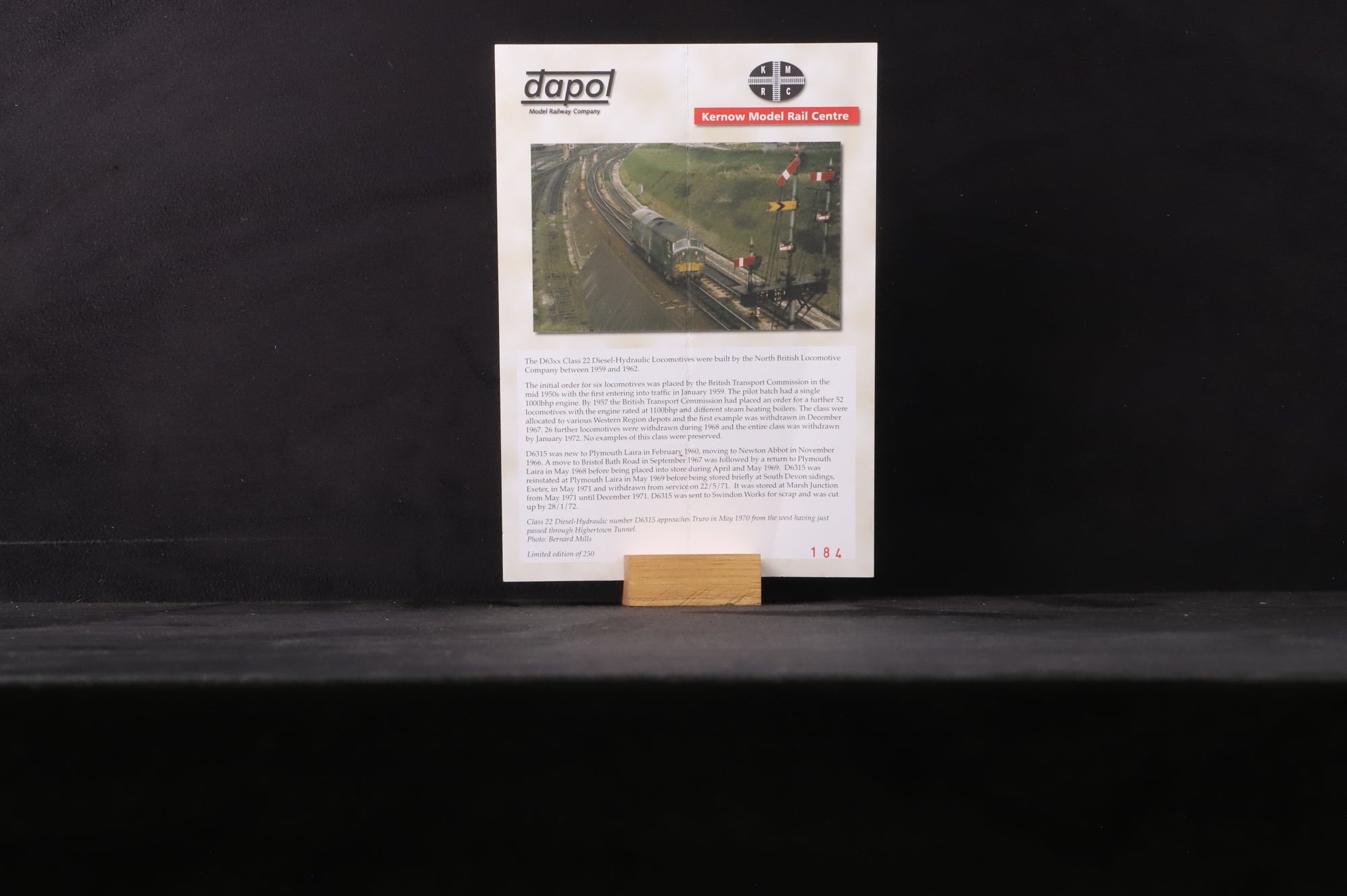 Dapol OO D1000X Class 22 D6315 in BR Green w/ Small Yellow Panels - Weathered