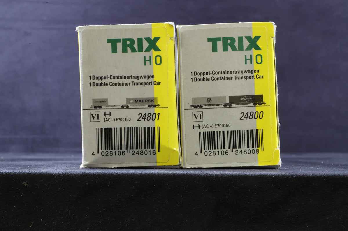 Trix HO 24800(1) Pack Of 2 Flat Wagons &amp;  Containers