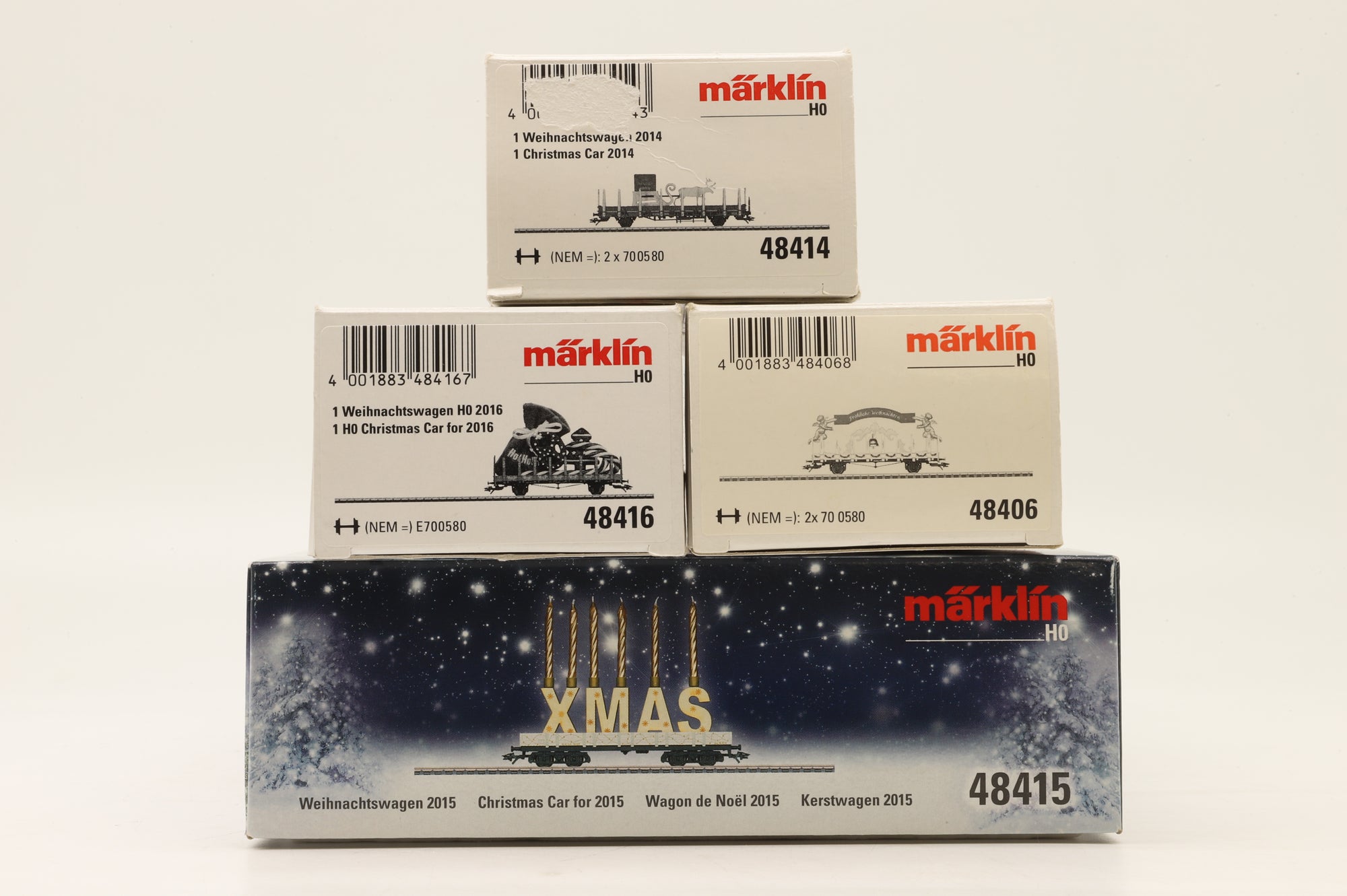 Marklin HO Christmas Set Of 4 Wagons Inc. 48414, 48416, 48406 & 48415