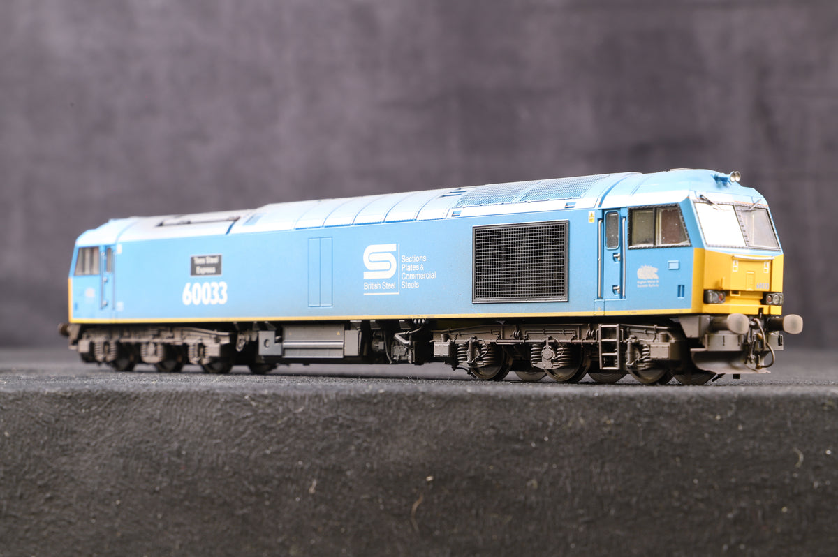 Hornby OO R3051 Class 60 Diesel Locomotive &#39;60033&#39; &#39;Tees Steel Express&#39; EWS Weathered, DCC Sound