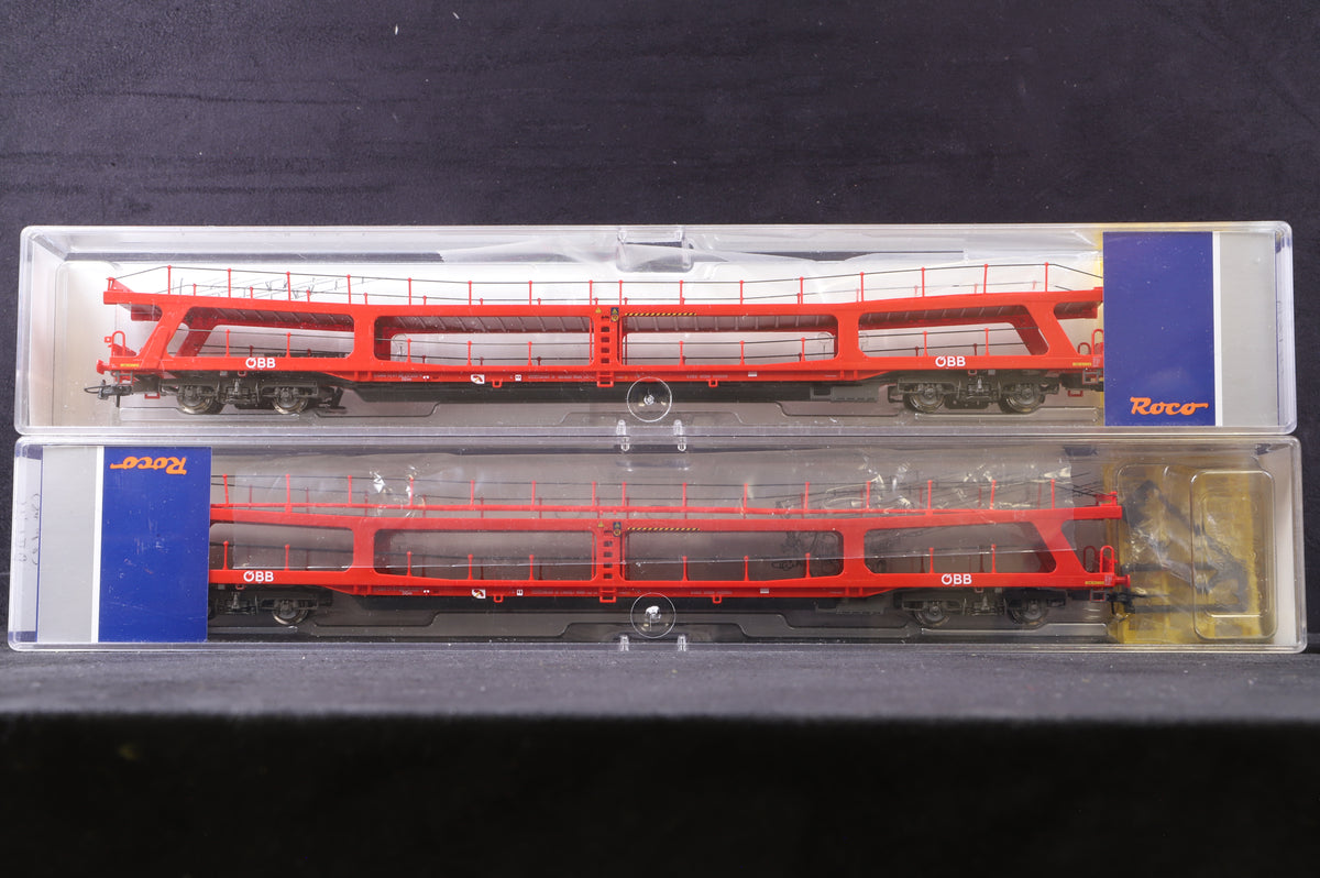 Roco HO 74128 Rake Of 4 OBB Double Decker Car Carrier Wagons