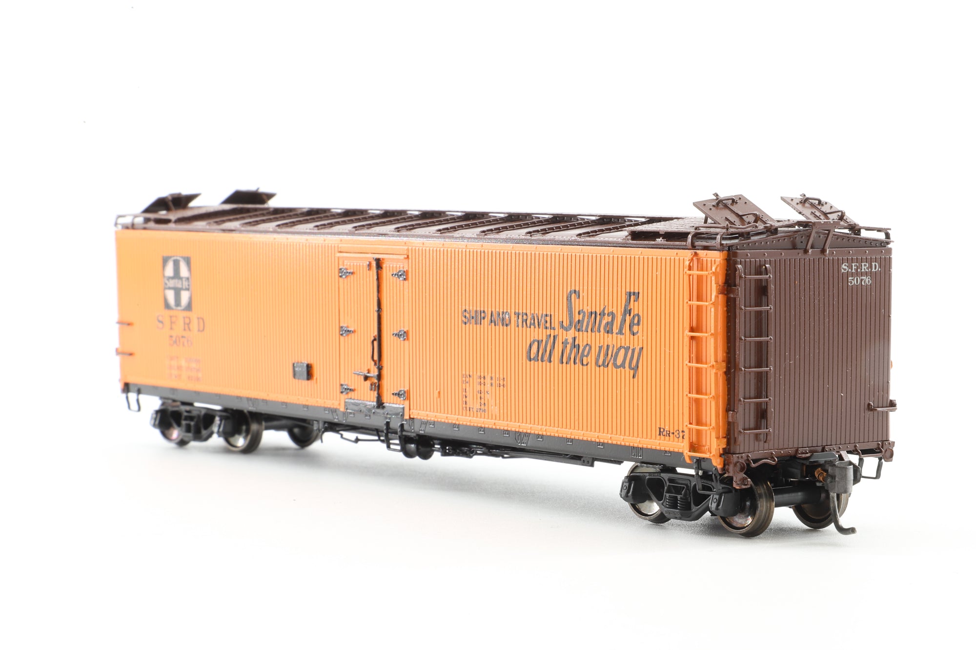 Overland Models HO Brass 3284 SFRD 50' Ice Bunker Refrigerator Car No.5076