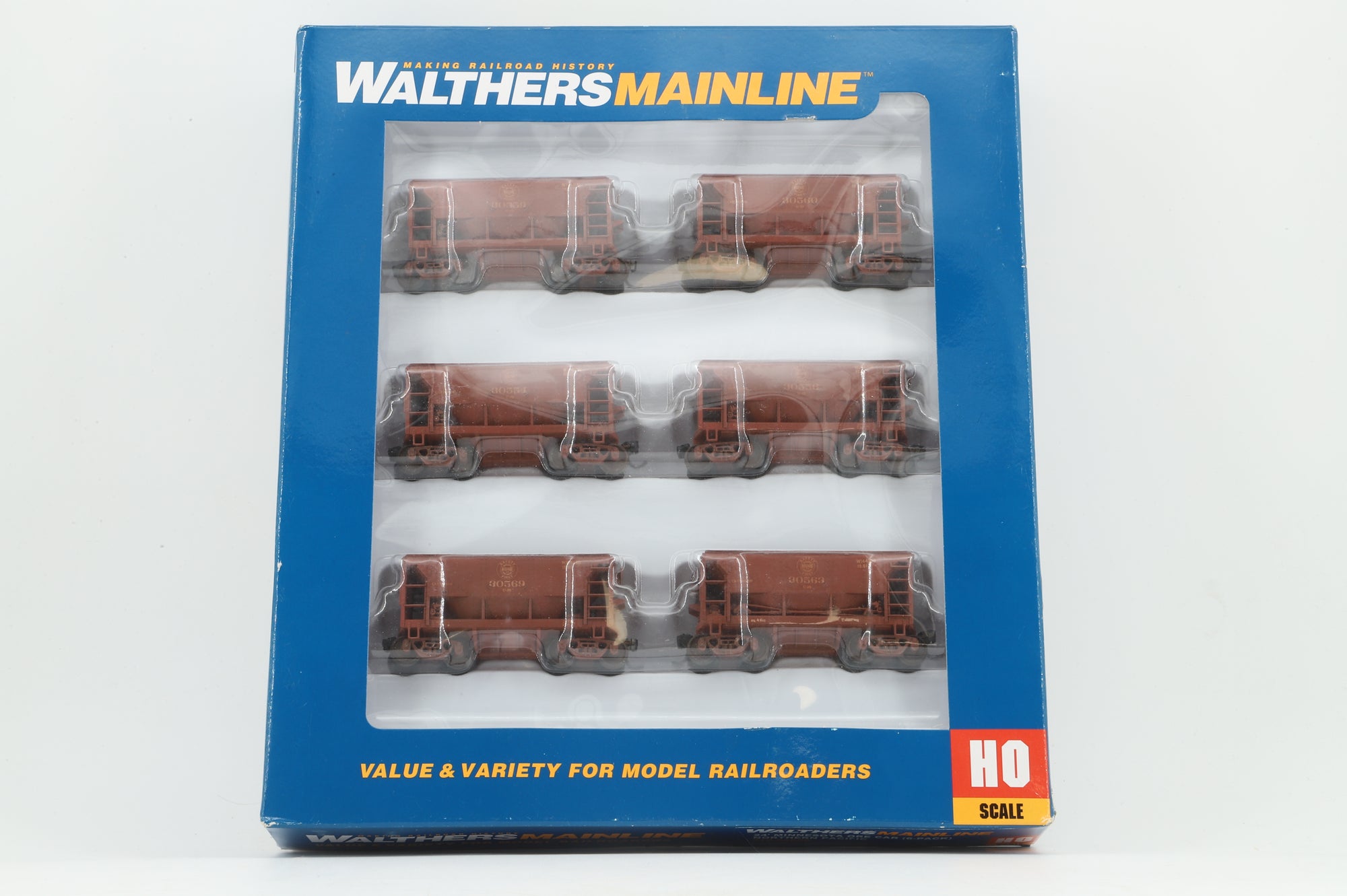 Walthers HO 6-Pack of 24' Michigan Ore Cars in DMIR Brown - Pro-Weathered/Customised