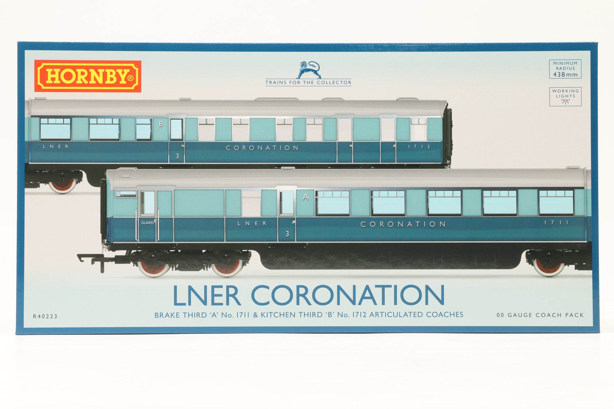 Hornby OO R40223 LNER Coronation Brake 3rd & Kitchen 3rd Articulated Coach Pack