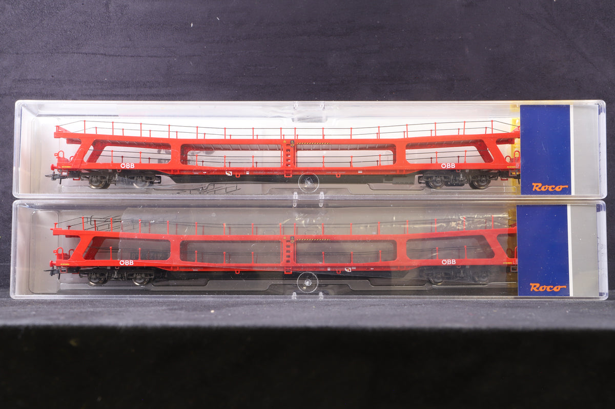 Roco HO 74128 Rake Of 4 OBB Double Decker Car Carrier Wagons