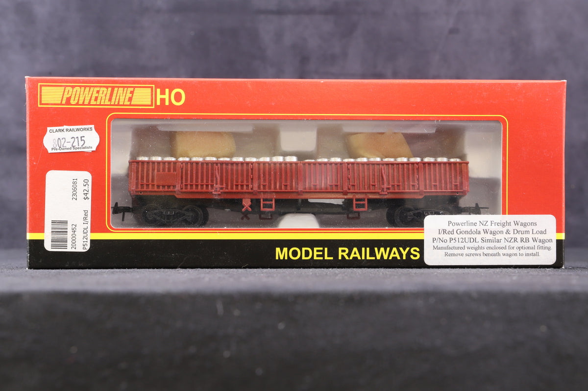 Powerline HO Rake Of 3 Red Gondola Wagons &#39;New Zealand Rail&#39;