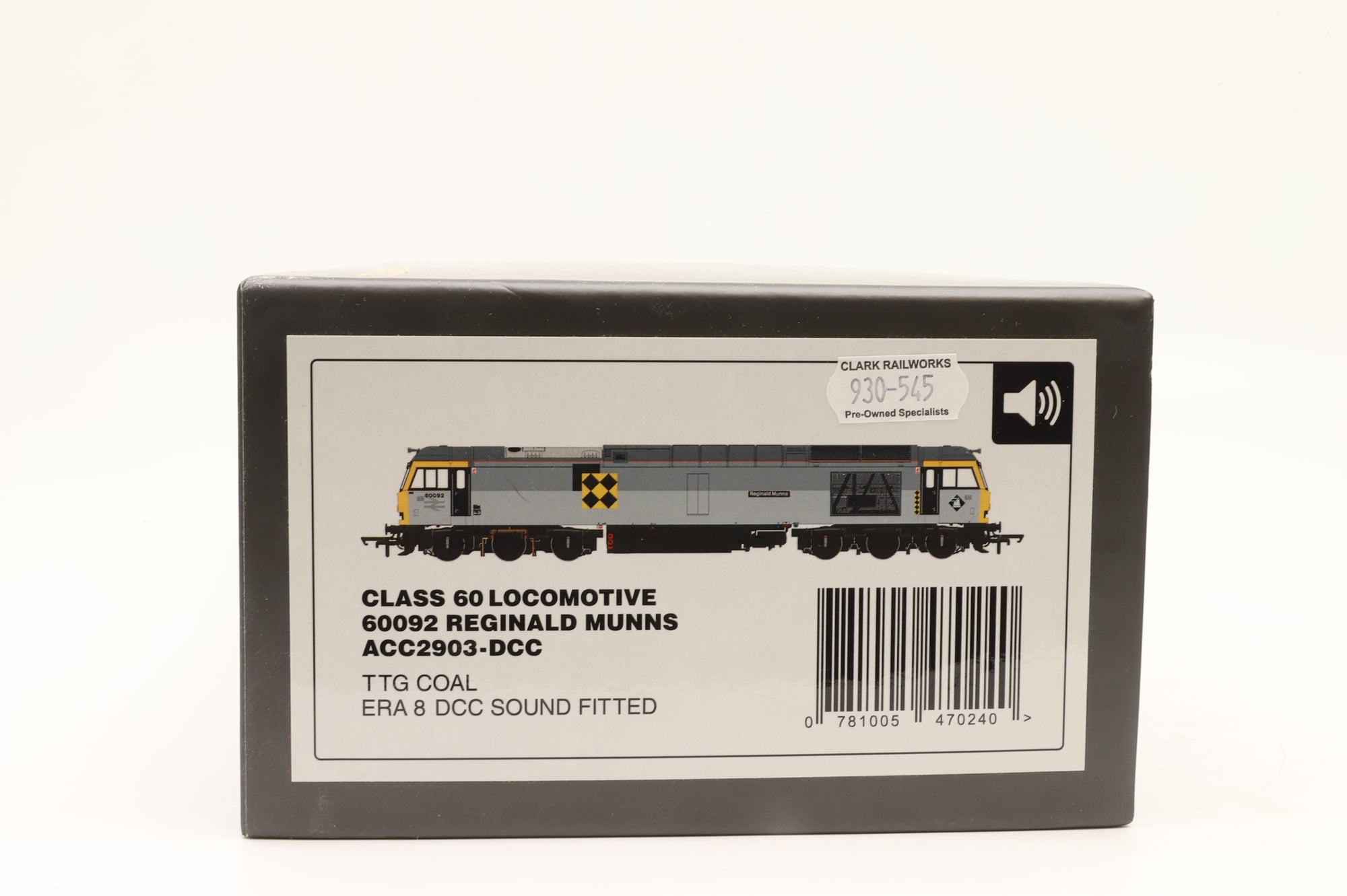 Accurascale OO ACC2903 Class 60 60092 'Reginald Munns' in BR Railfreight Grey Coal Sector – DCC Sound