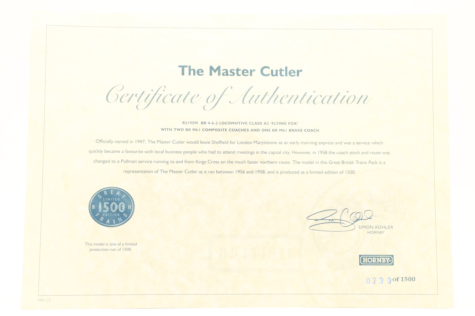 Hornby OO R2195M The Master Cutler Train Pack 233/1500