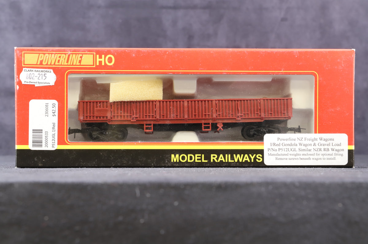 Powerline HO Rake Of 3 Red Gondola Wagons &#39;New Zealand Rail&#39;