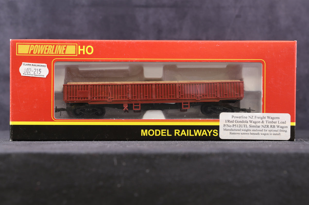 Powerline HO Rake Of 3 Red Gondola Wagons &#39;New Zealand Rail&#39;