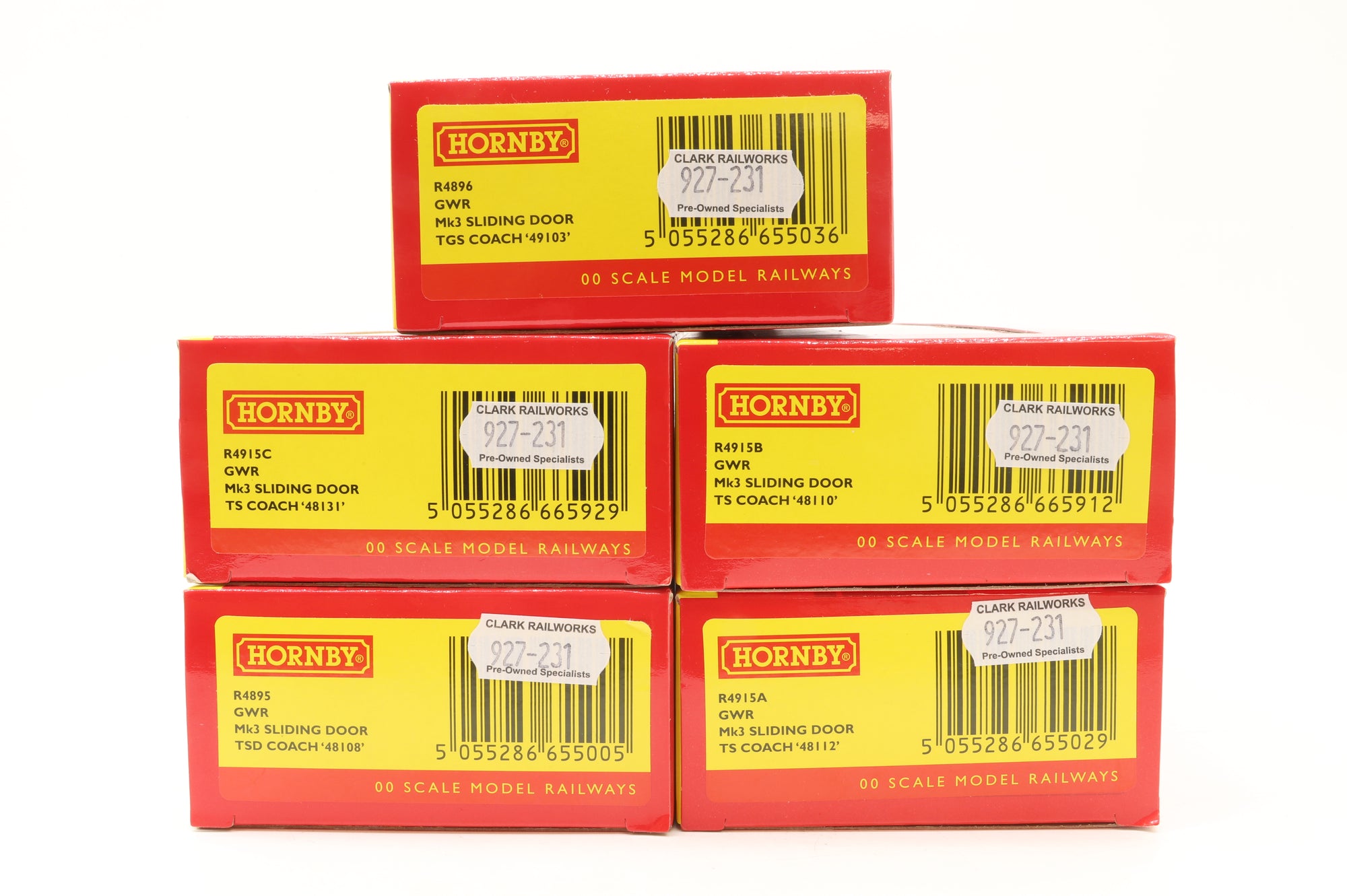 Hornby OO Rake Of 5 Mk3 Coaches GWR Inc. R4915B, R4915A, R4896, R4915C & R4895