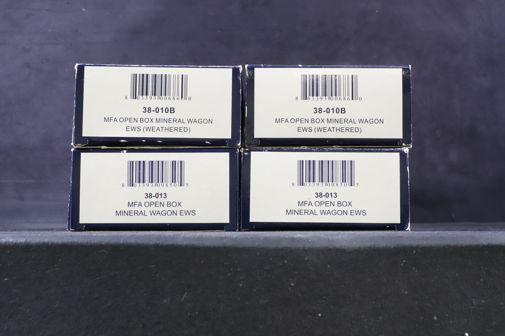 Bachmann OO Rake of 4 EWS MFA Open Box Mineral Wagons, Inc. 2 x 38-010B & 2 x38-013