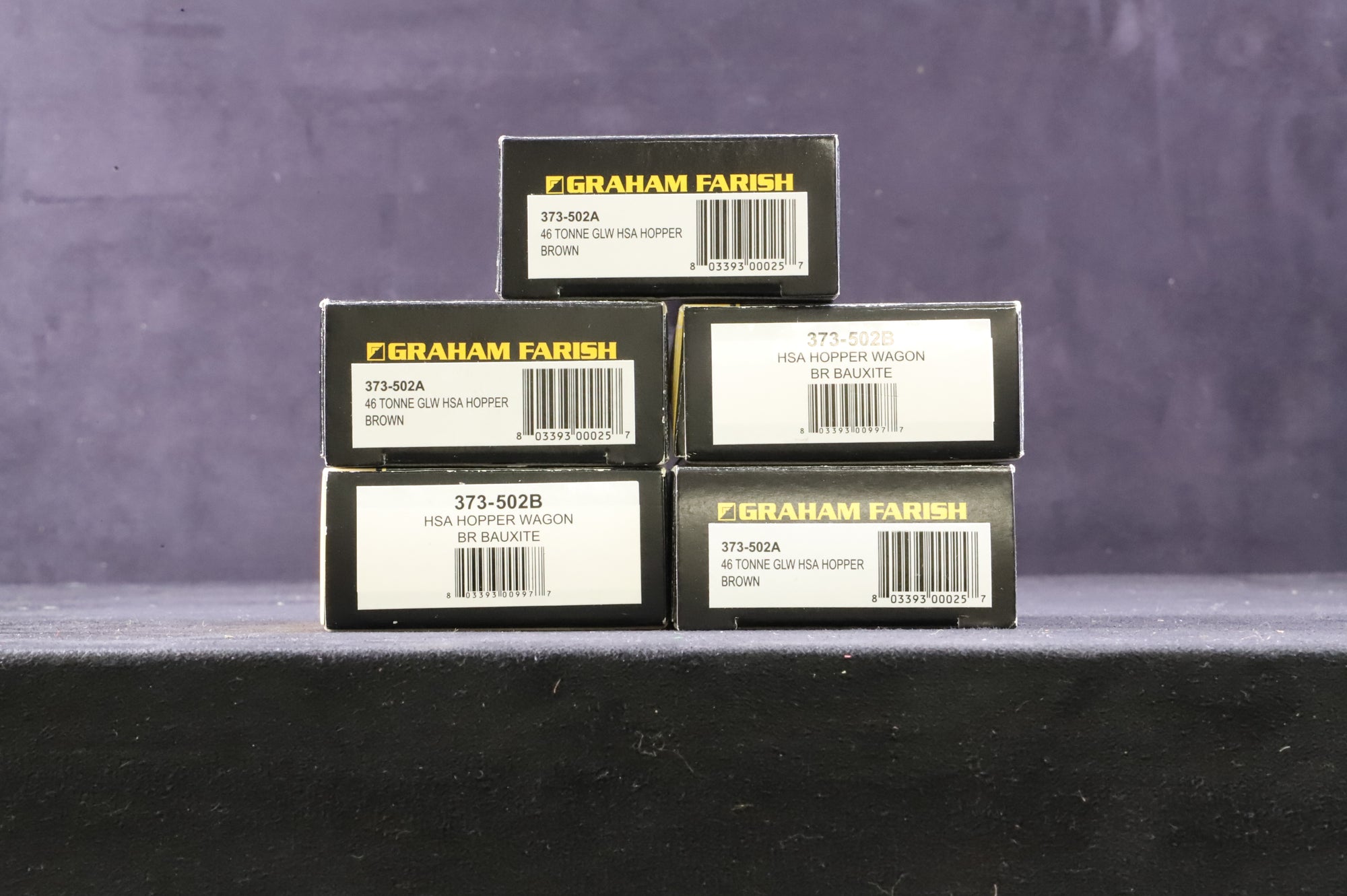 Graham Farish N Rake Of 5 HSA Hopper Wagons BR Bauxite Inc. 373-502Ax3 & 502Bx2