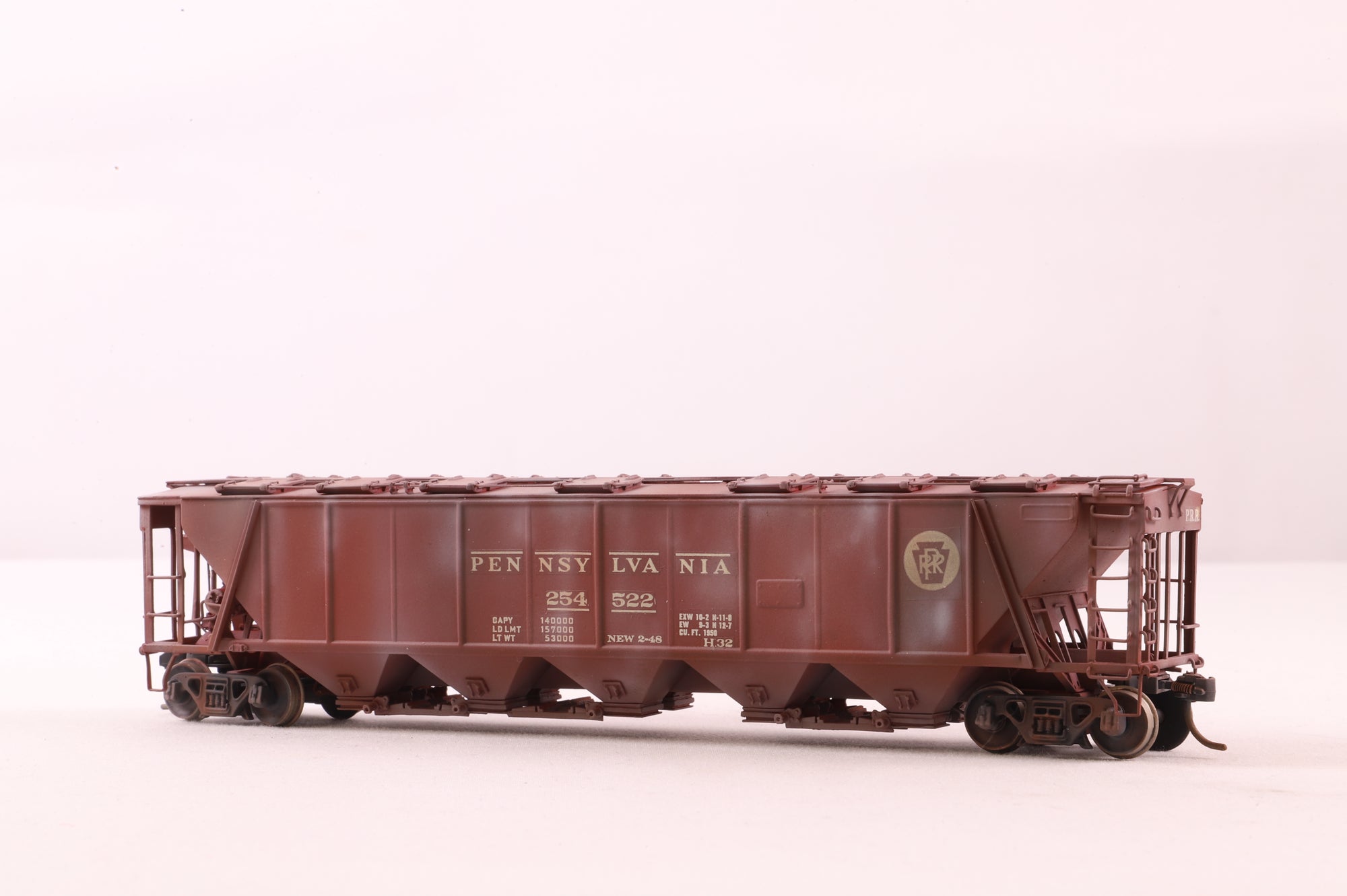Overland Models HO Brass OMI-1313 PRR Covered Hopper Class H32 5-Bay '254522' Weathered