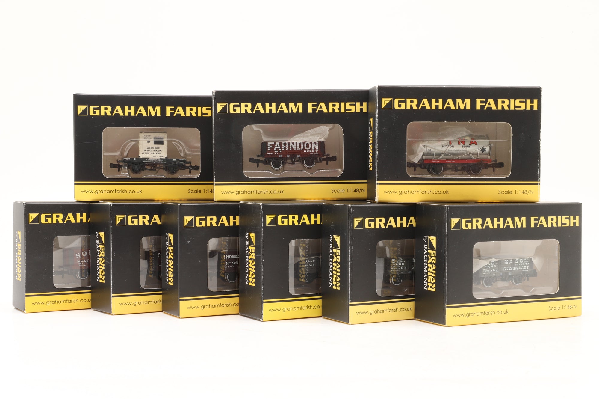 Graham Farish N Rake of 9x Assorted Grouping Era Private Owner Wagons