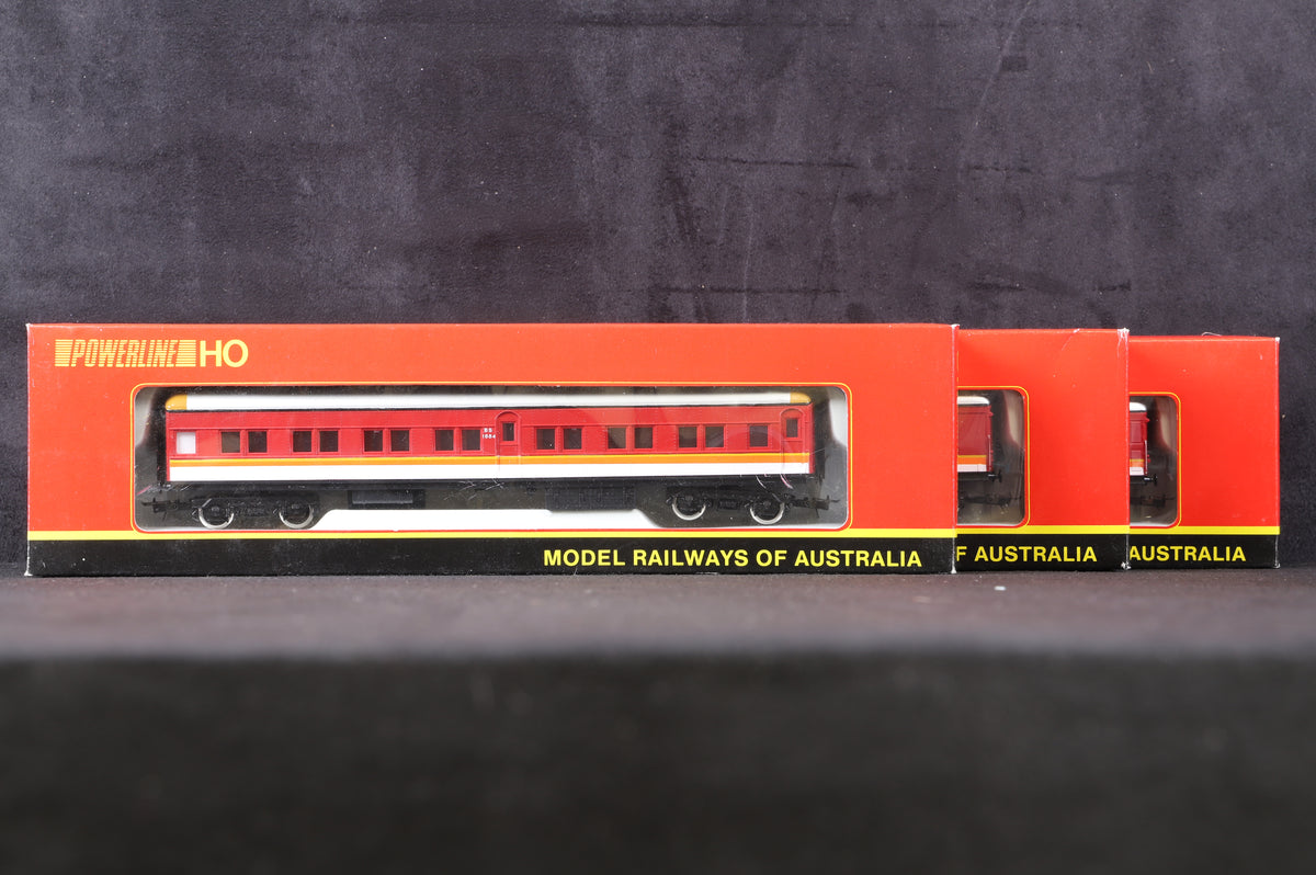 Powerline HO Rake of 3 Coaches NSW Candy Livery