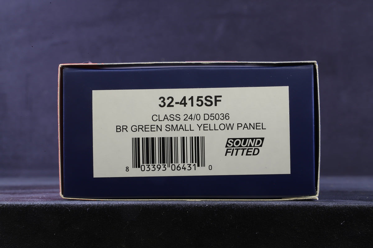 Bachmann oO 32-415SF Class 24/0 &#39;D5036&#39; BR Green Small Yellow Panel DCC Sound