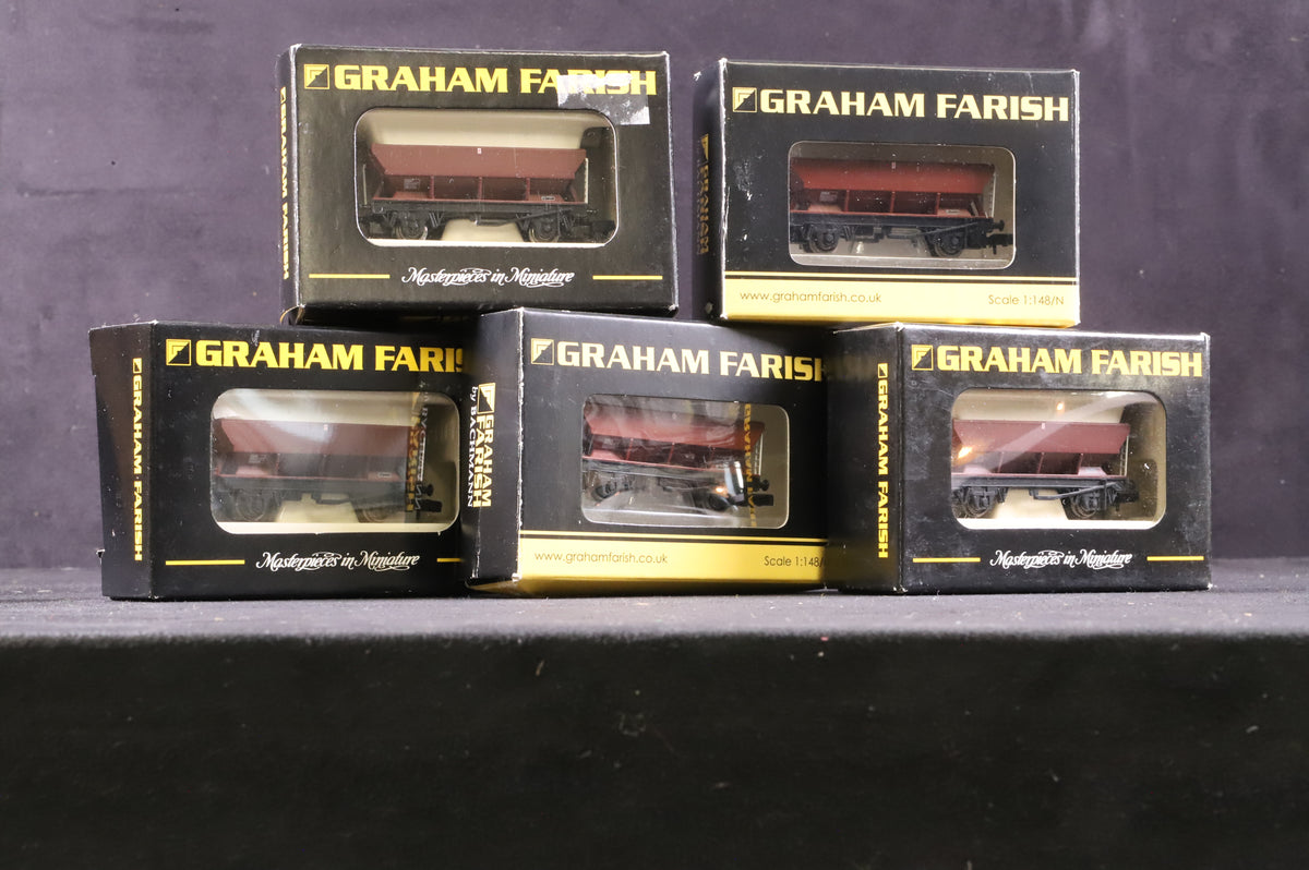 Graham Farish N Rake Of 5 HSA Hopper Wagons BR Bauxite Inc. 373-502Ax3 &amp; 502Bx2
