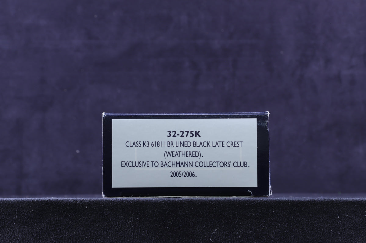 Bachmann OO 32-275K Class K3 &#39;61811&#39; BR Lined Black L/C Weathered Excl. Bachmann Collectors&#39; Club