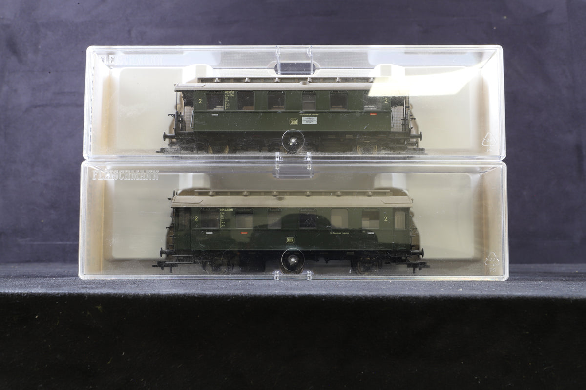 Fleischmann HO 5062 &amp; 5064 Rake Of 2 DB Green Coaches