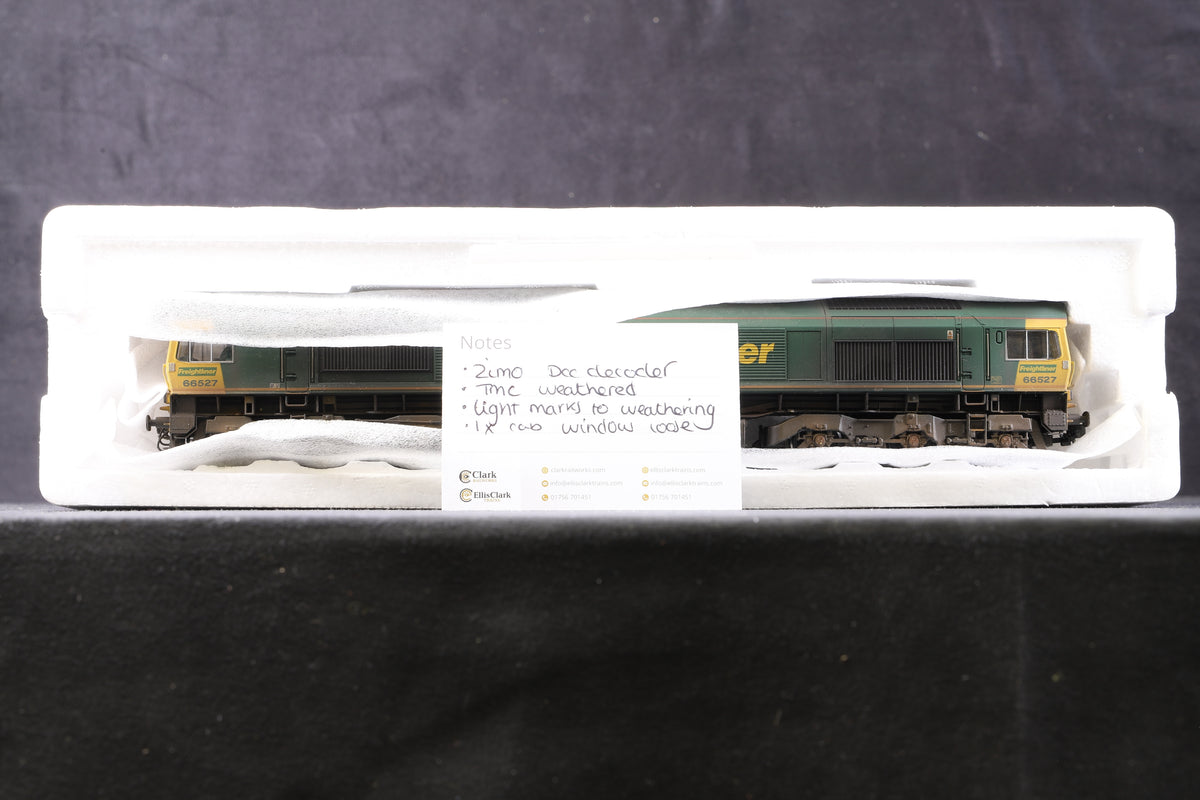 Bachmann OO 32-732 Class 66 &#39;66527&#39; &#39;Don Raider&#39; Freightliner TMC weathered, DCC Sound