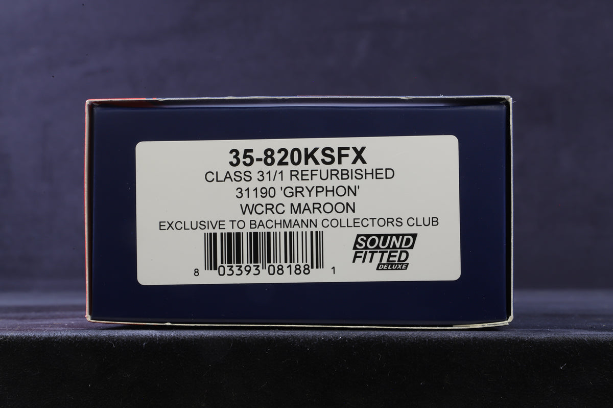 Bachmann OO 35-820KSFX Class 31/1 Refurbished &#39;31190&#39; &#39;Gryphon&#39; WCRC Maroon Excl. Bachmann Collectors Club Ltd Ed 22/ 175 DCC Sound