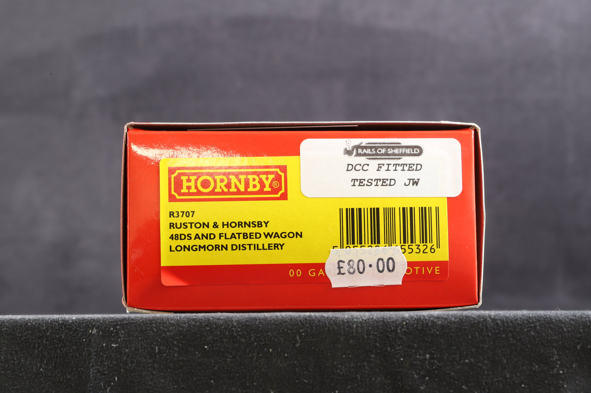 Hornby OO R3707 Ruston &amp; Hornsby 48DS and Flatbed Wagon Longmorn Distillery, DCC Fitted
