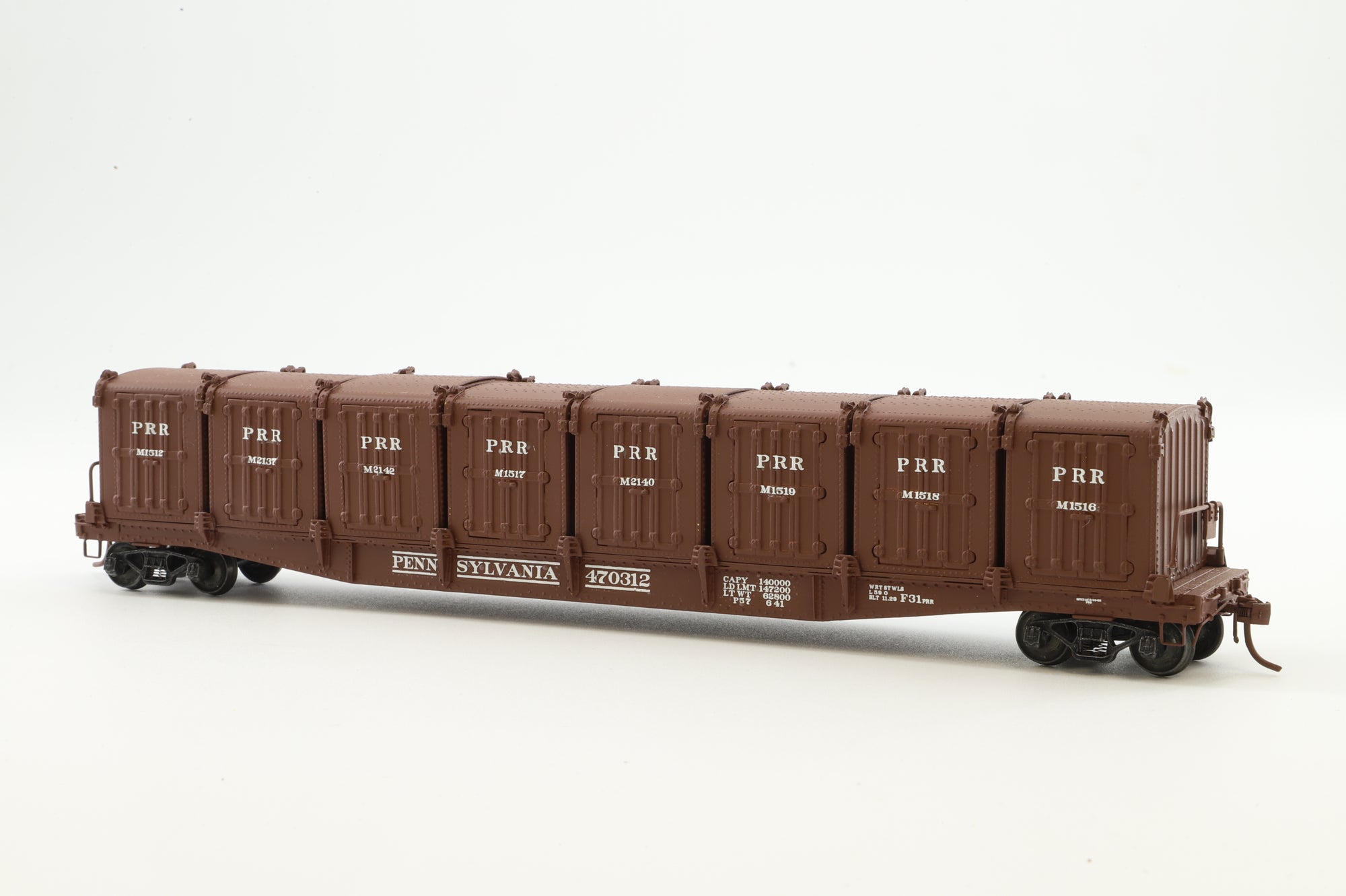 Railworks Ltd HO Brass Container Car PRR Class F31 w/ 8xDD1 Containers '470312'
