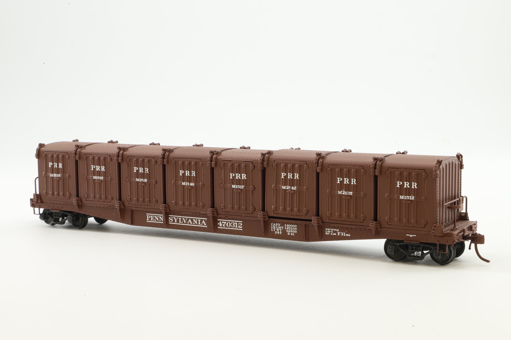 Railworks Ltd HO Brass Container Car PRR Class F31 w/ 8xDD1 Containers '470312'