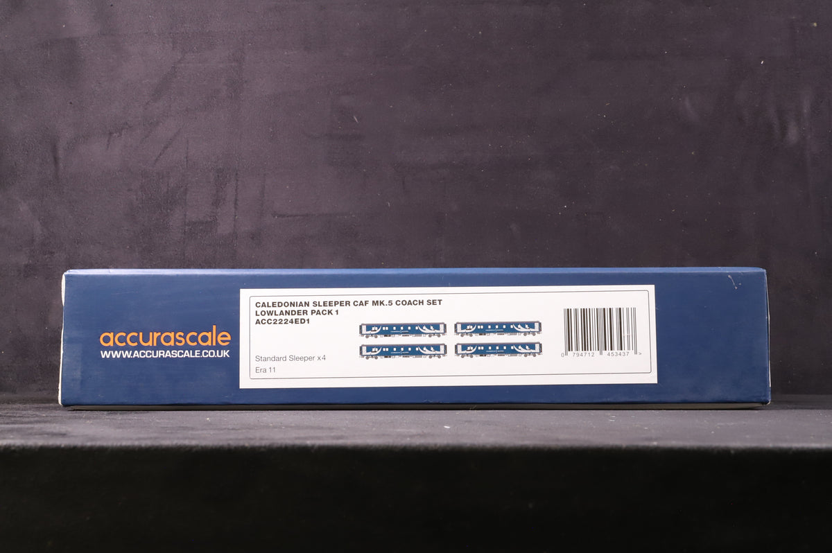 Accurascale OO ACC2224ED1 Caledonian Sleeper CAF Mk5 Coach Set Lowlander Pack 1