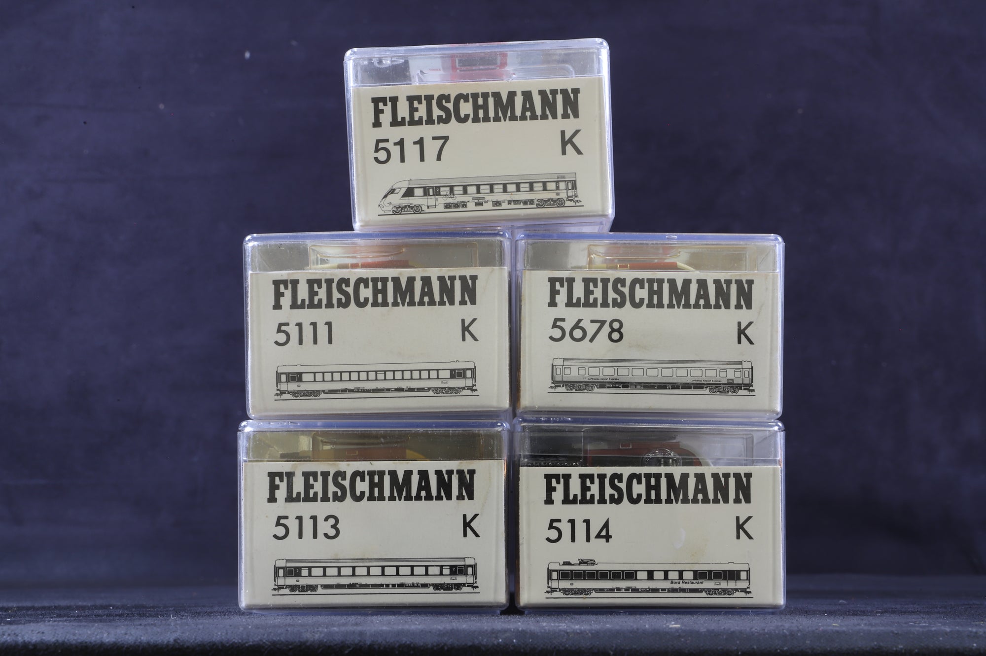 Fleischmann HO Rake Of 5 DB IC Coaches Inc. 5111, 5113, 5114, 5117 & 5678