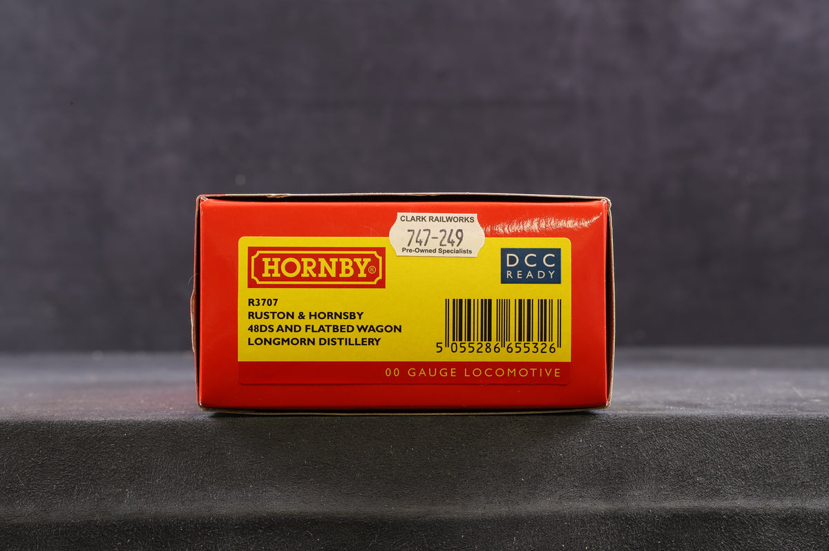 Hornby OO R3707 Ruston &amp; Hornsby 48DS and Flatbed Wagon Longmorn Distillery