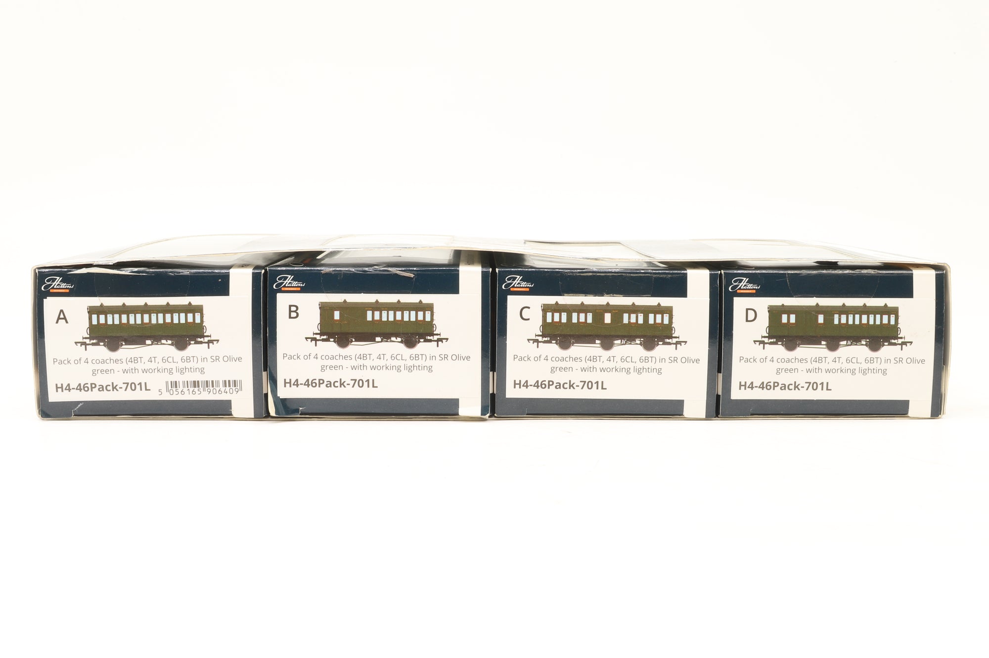 Hattons OO H4-46Pack701L Pack Of 4 Genesis Coaches SR Olive Green