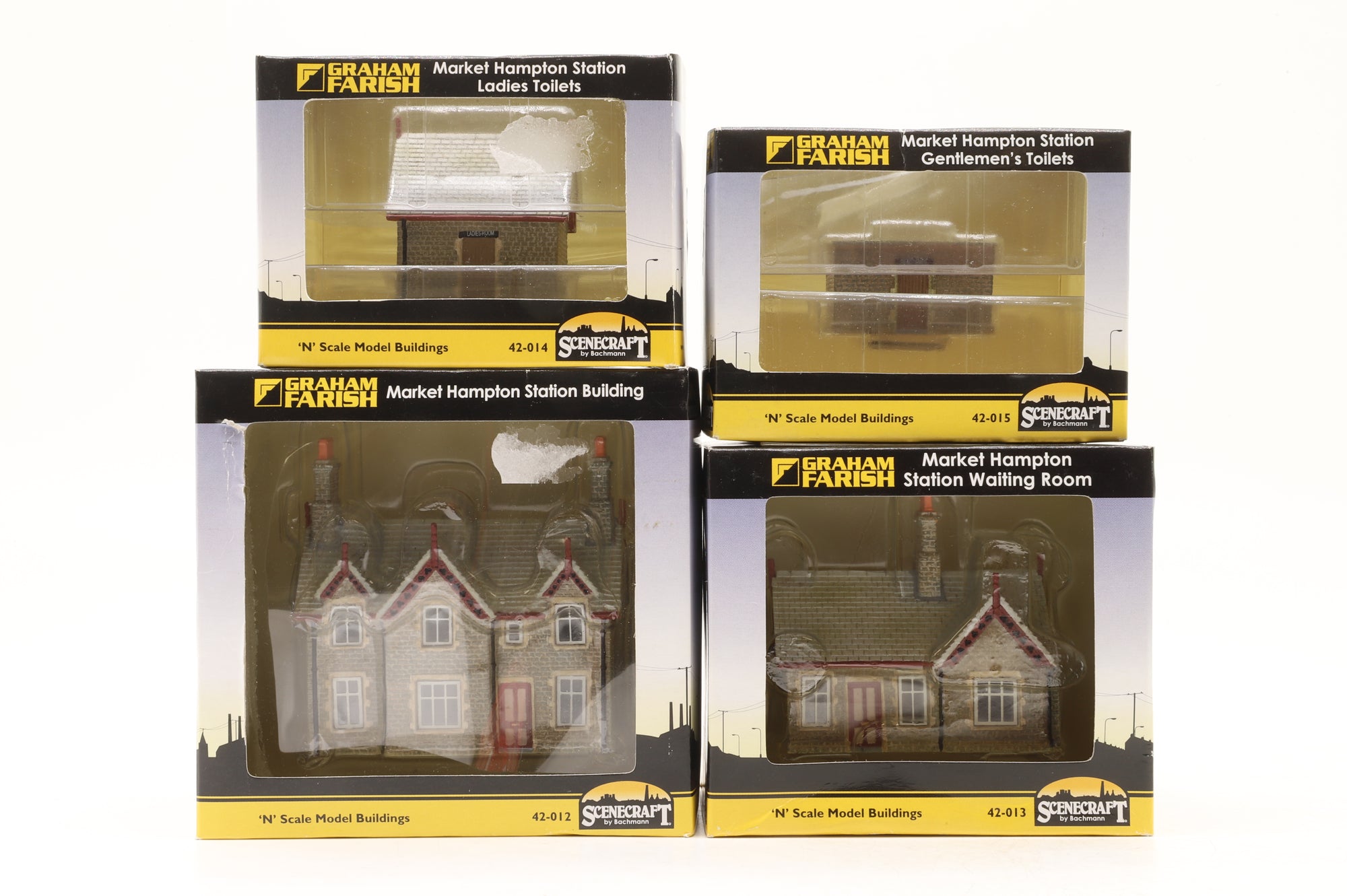 Graham Farish N Set Of 4 Market Hampton Station Buildings Inc. 42-012, 42-013, 42-014 & 42-015