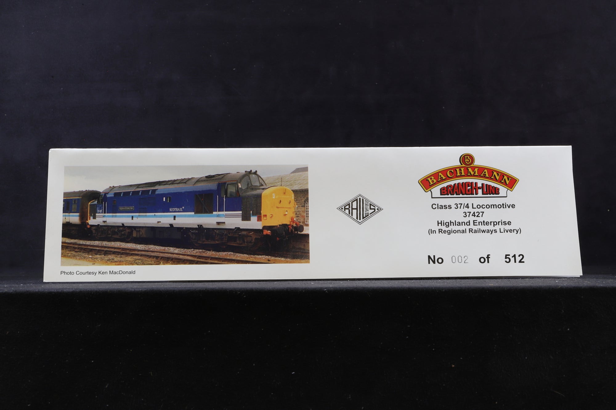 Bachmann OO 32-381V Class 37/4 Diesel '37420' 'The Scottish Hosteller' Regional Railways Renumbered Ltd Ed 2/ 512, DCC Sound