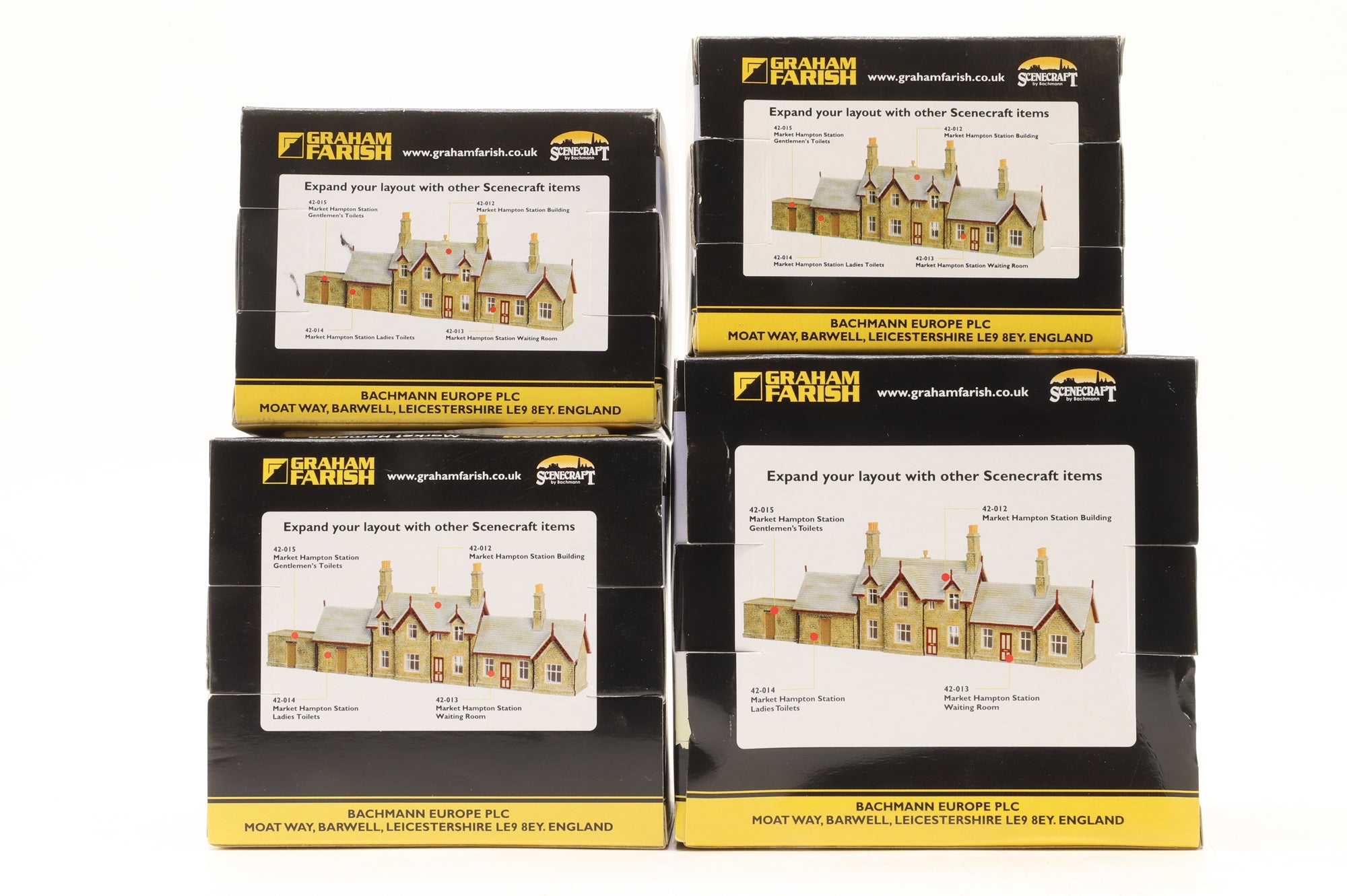 Graham Farish N Set Of 4 Market Hampton Station Buildings Inc. 42-012, 42-013, 42-014 & 42-015