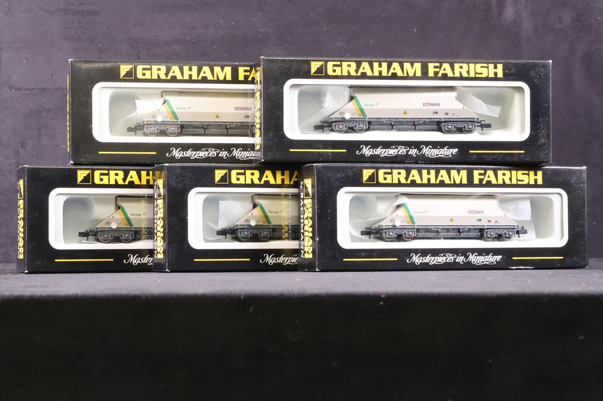 Graham Farish N 377-102 Rake Of 5 JGA Bogie Hopper Wagons &#39;Tarmac&#39;