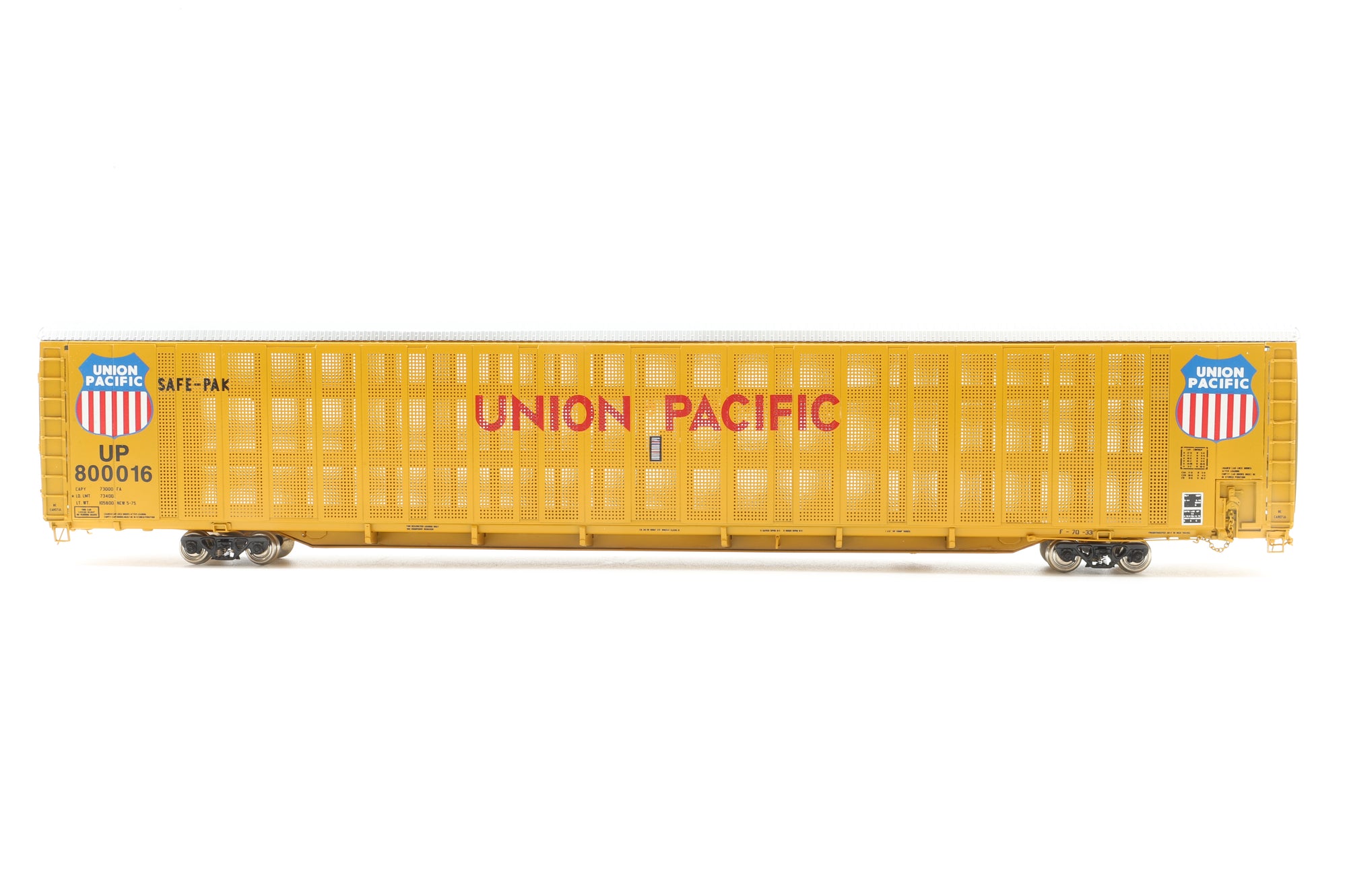 Overland Models HO Brass 1323 Auto Rack Bi-Level, Closed Sides and Top, Union Pacific No.800016