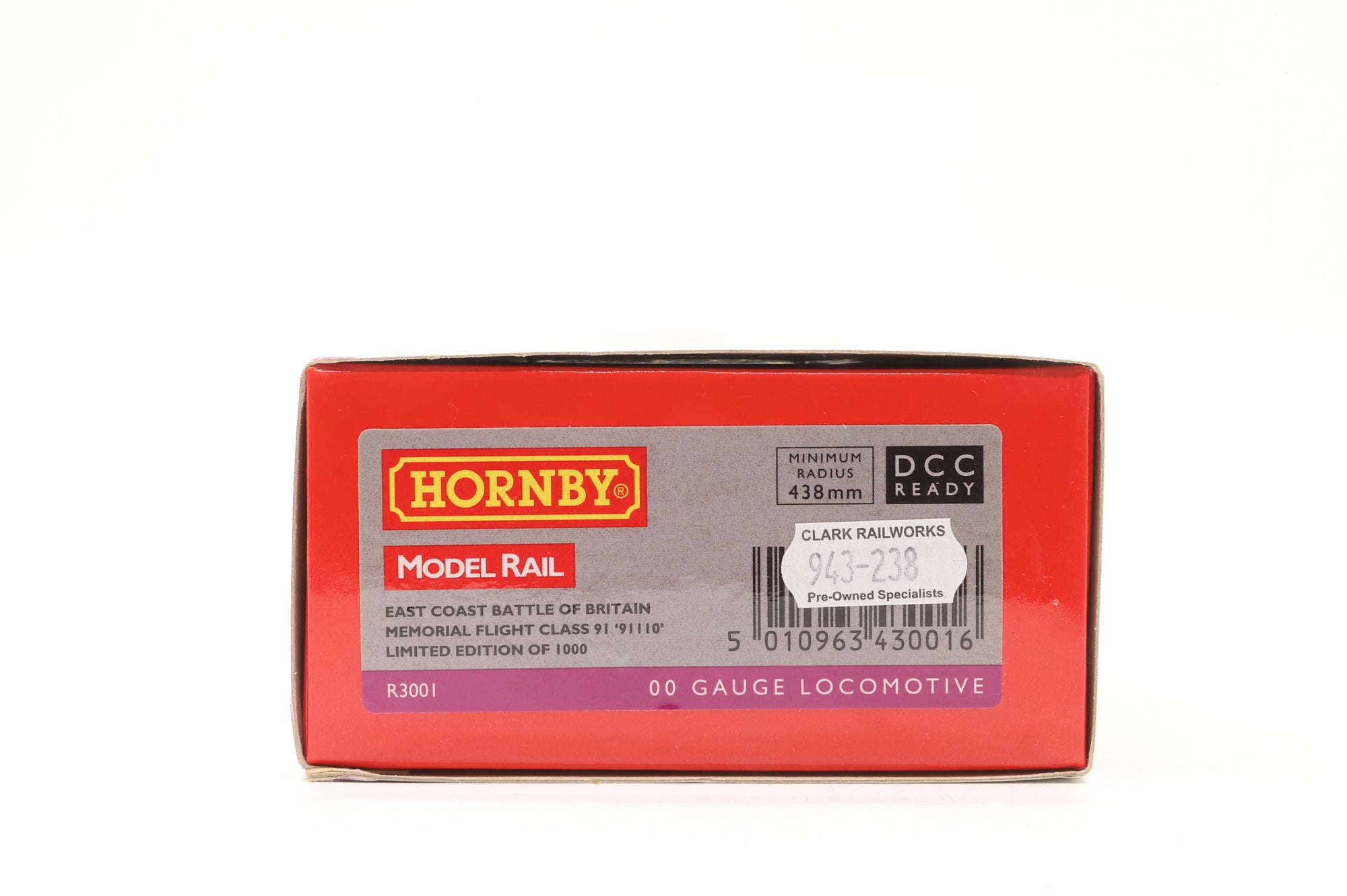 Hornby OO R3001 Class 91 '91110' 'Battle of Britain' East Coast Ltd Ed 522/1000 DCC Fitted