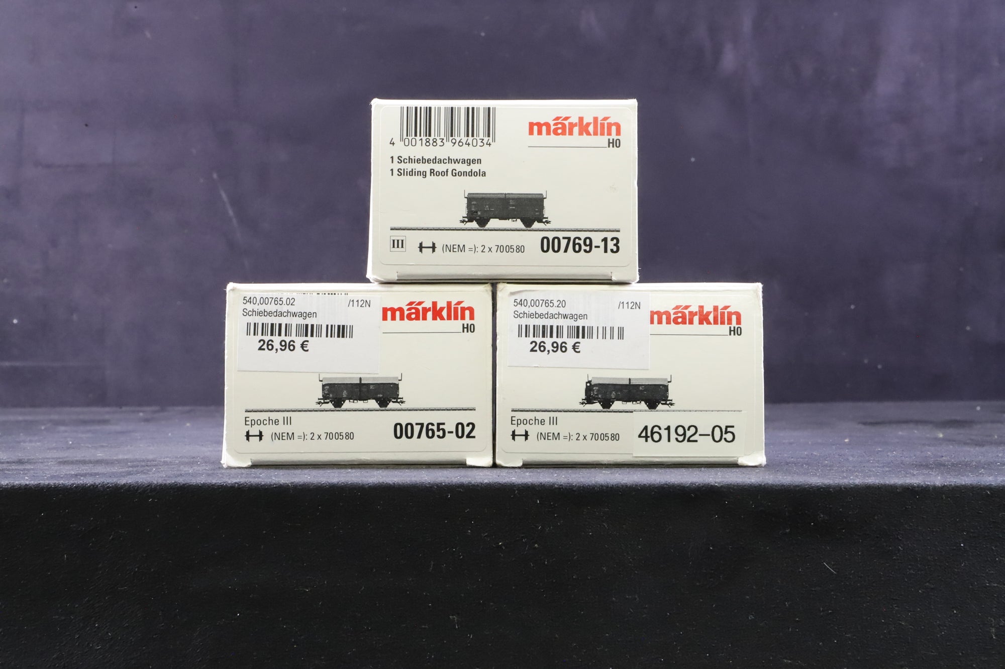 Marklin HO Rake Of 3 Mixed DB Wagons Inc. 46192-05, 00769-13 & 00765-02